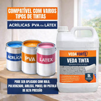 Veda Tinta 5Litros Qualquer Tinta Vira Hidrorepelente Rende 5 Latas de 18 Litros Proteção Contra Mofo