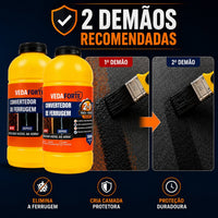 Kit 2 Convertedor De Ferrugem 500ml Veda Forte Tratamento E Proteção 2 Em 1