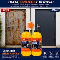 Kit 2 Convertedor De Ferrugem 500ml Veda Forte Tratamento E Proteção 2 Em 1