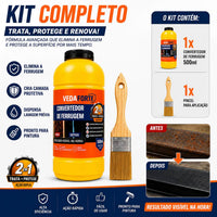 Kit Convertedor de Ferrugem 500ml + Pincel 2 Polegadas Profissional
