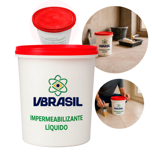 Impermeabilizante Líquido 1 Litro VBRASIL Solução ideal para Proteger Superfícies Contra Infiltrações