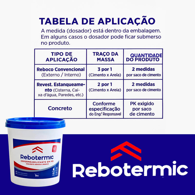 Rebotermic Impermeabilizante em Pó 10 Kg Proteção Contra Infiltrações