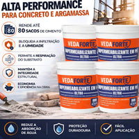 Kit 4 Impermeabilizante em Pó Ultra Veda Forte 800g Rende 80 Sacos Cimento