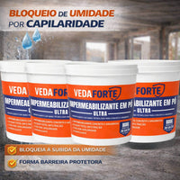 Kit 4 Impermeabilizante em Pó Ultra Veda Forte 800g Rende 80 Sacos Cimento