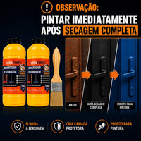 Kit Convertedor De Ferrugem 2 Unidades 500ml Com Pincel 2 Pol Trata E Protege