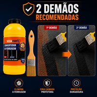Kit Convertedor de Ferrugem 500ml + Pincel 2 Polegadas Profissional