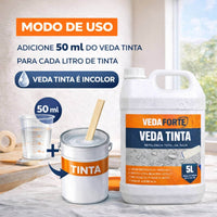 Veda Tinta 5Litros Qualquer Tinta Vira Hidrorepelente Rende 5 Latas de 18 Litros Proteção Contra Mofo