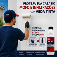 Veda Tinta Impermeabilizante Hidrorrepelente Veda Forte 1 Litro Mofo e Fungos