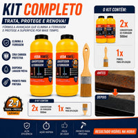 Kit Convertedor De Ferrugem 2 Unidades 500ml Com Pincel 2 Pol Trata E Protege
