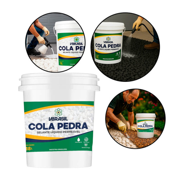 Cola Pedra Fixador de Pedras para Jardim 18 Litros Protege Valorizar Pedras Decorativa
