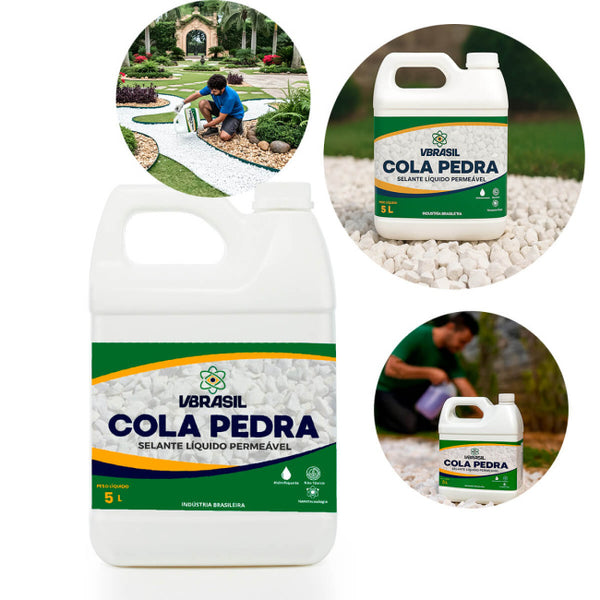 Cola Pedra Fixador de Pedras para Jardim 5 Litros Cola Pedra VBrasil Aguenta Carro Caminhão