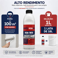 Veda Tinta Impermeabilizante Hidrorrepelente Veda Forte 1 Litro Mofo e Fungos